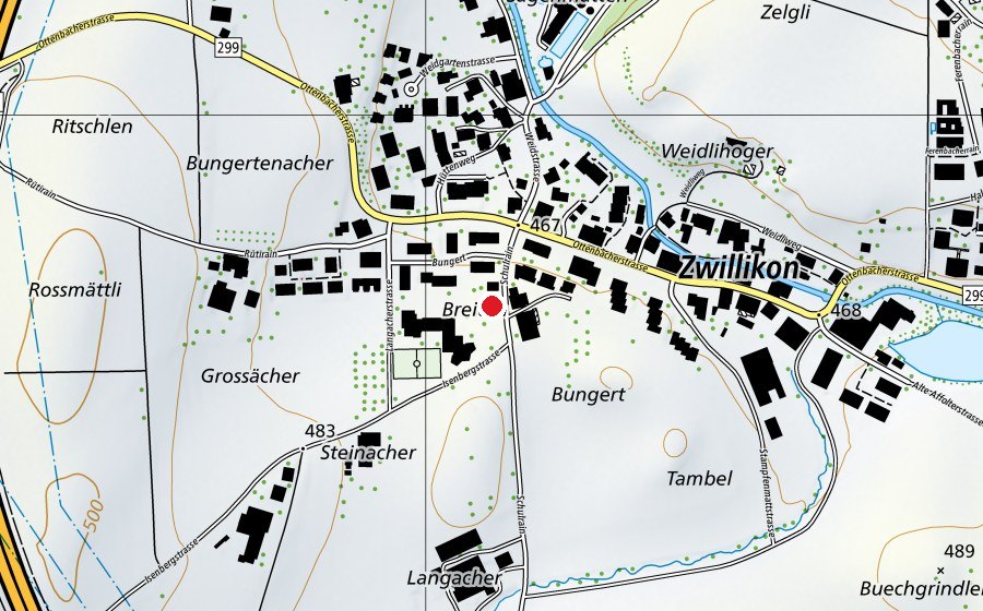 Karte mit dem Standort von Kindergarten Zwillikon (Kindergarten)