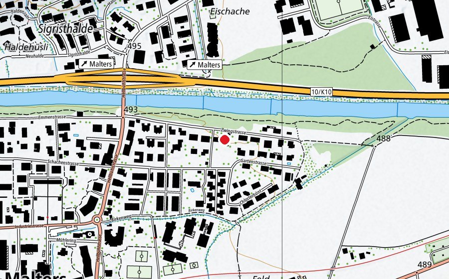 Carte indiquant l’emplacement de Kindergarten Zwingstrasse (École enfantine)
