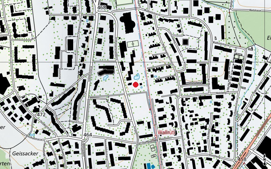 Map showing the location of Kindergaten Wallrüti (Kindergarten)