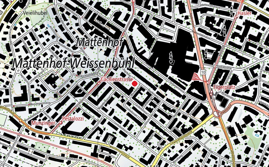 Carte indiquant l’emplacement de Kinderhaus Elfenau (École enfantine)