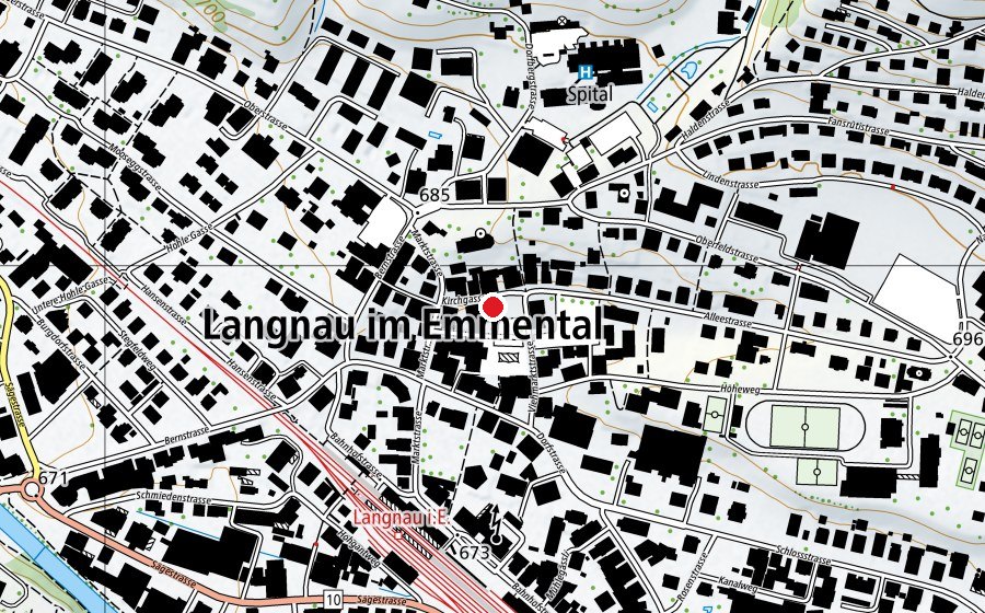 Mappa con la posizione di Kinderhaus Langnau (Scuola dell’infanzia)