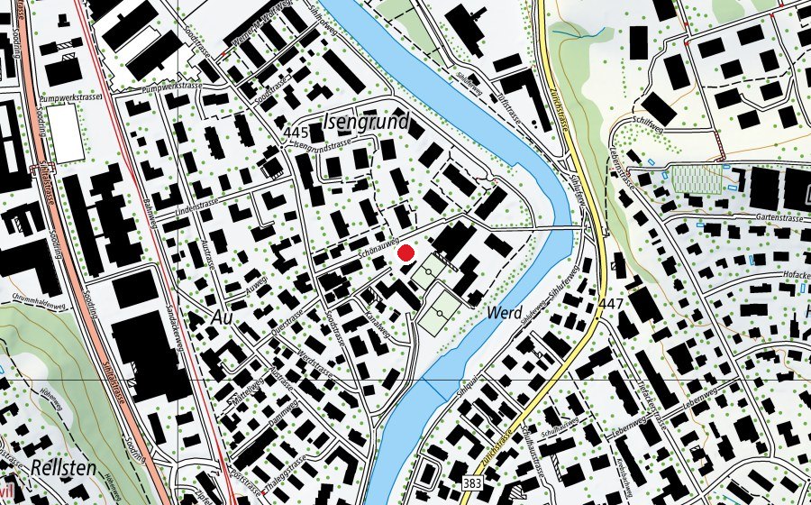 Map showing the location of Kinderhaus Werd (Kindergarten)