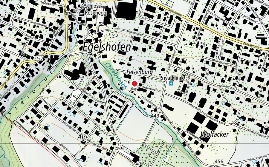 Mappa con la posizione di Kinderkrippe Felsenburg (Scuola dell’infanzia)