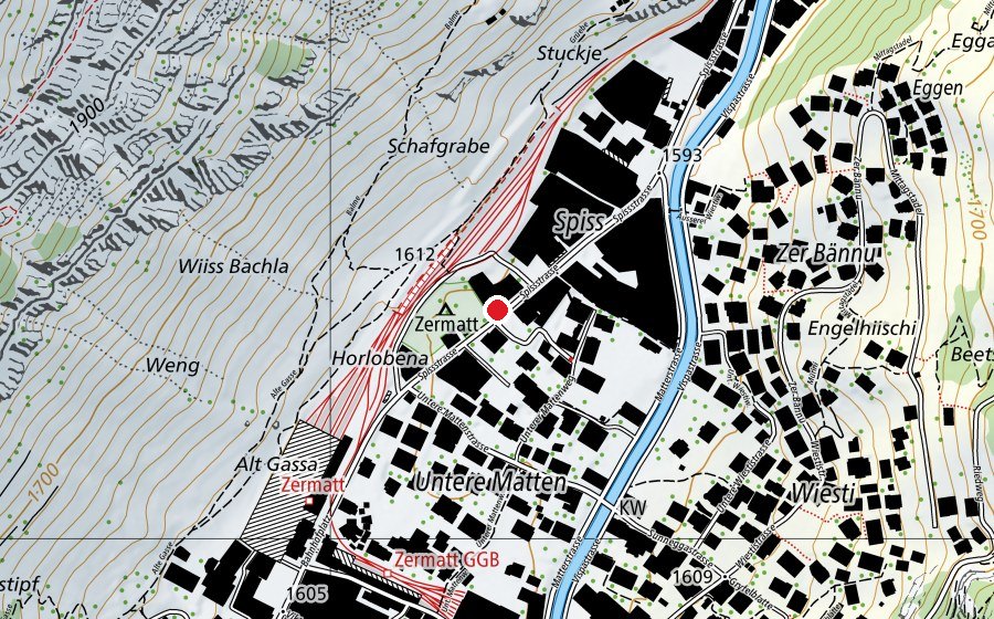 Map showing the location of Kinderparadies (Kindergarten)