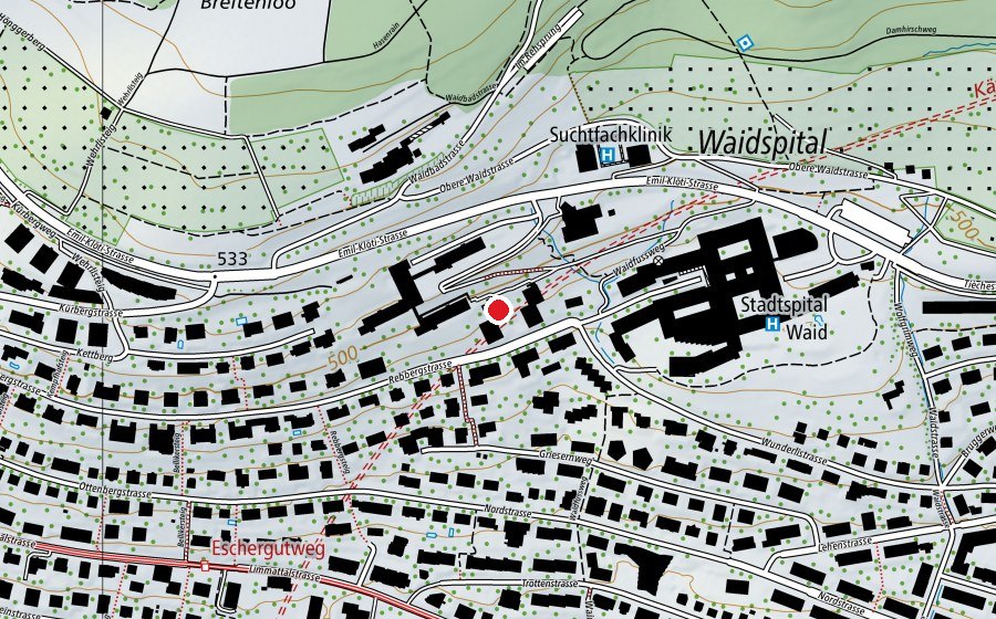 Mappa con la posizione di Kindertagesstätte Käferhaus (Scuola dell’infanzia)