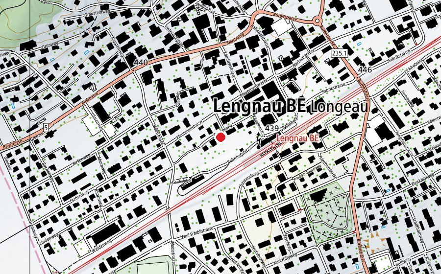 Map showing the location of Kindertagesstätte Lengnau (Kindergarten)