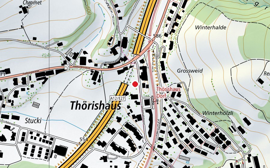 Map showing the location of Kindertagesstätte Sensemattstrasse (Kindergarten)