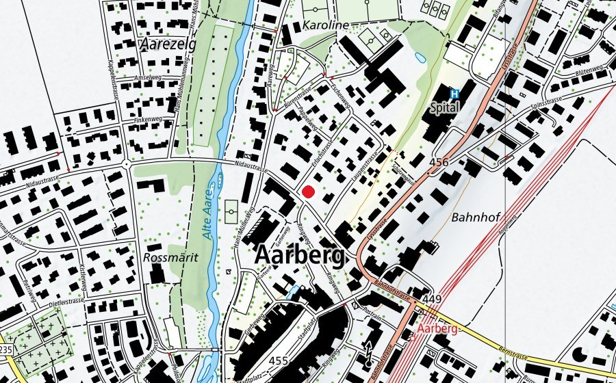 Mappa con la posizione di Kindertagesstätte Zwärgehuus Aarberg (Scuola dell’infanzia)
