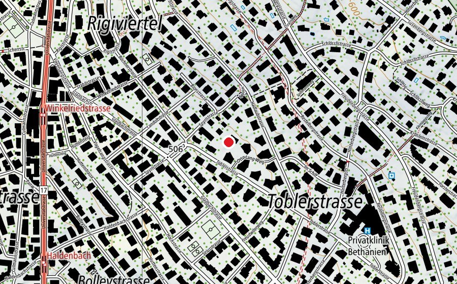 Map showing the location of Kindertgarten Hadlaub (Kindergarten)