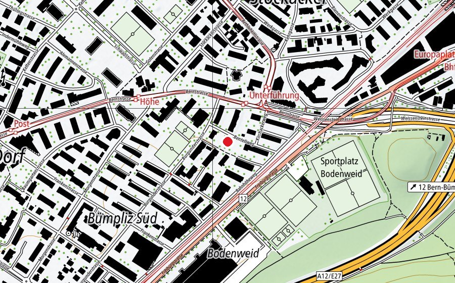 Carte indiquant l’emplacement de Kirchacker I (École enfantine)