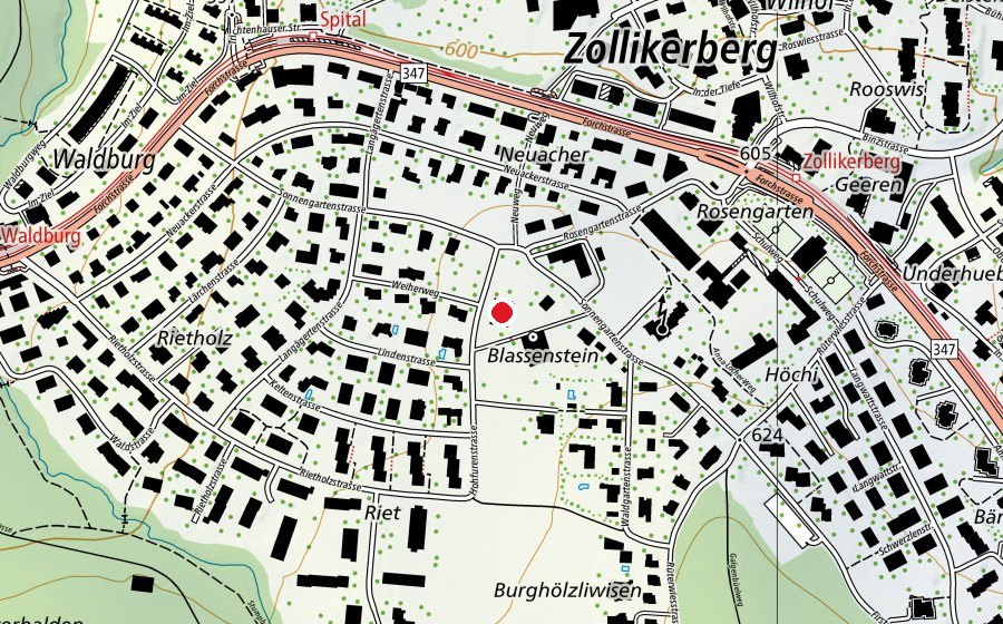 Map showing the location of Kirchgemeindehaus (Kindergarten)