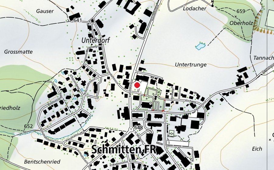 Map showing the location of Kita Grün (Kindergarten)
