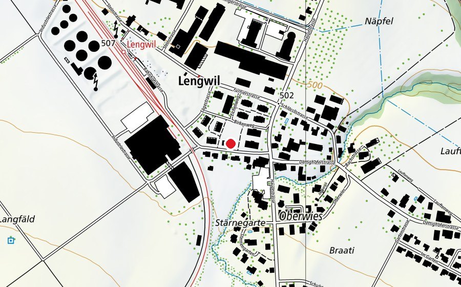 Map showing the location of Kita + Hort Lengwil (Kindergarten)