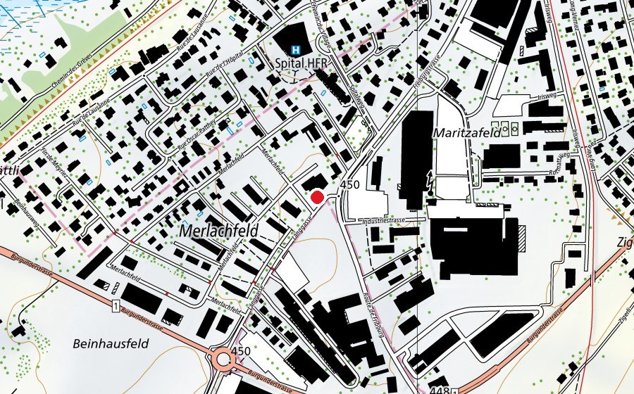 Map showing the location of KITA SCHILDLI (Kindergarten)