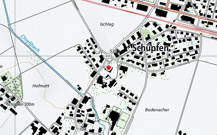 Carte indiquant l’emplacement de Kita Schüpfen (École enfantine)