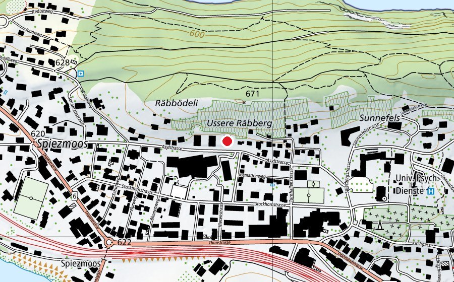 Map showing the location of KITA Spiez (Kindergarten)