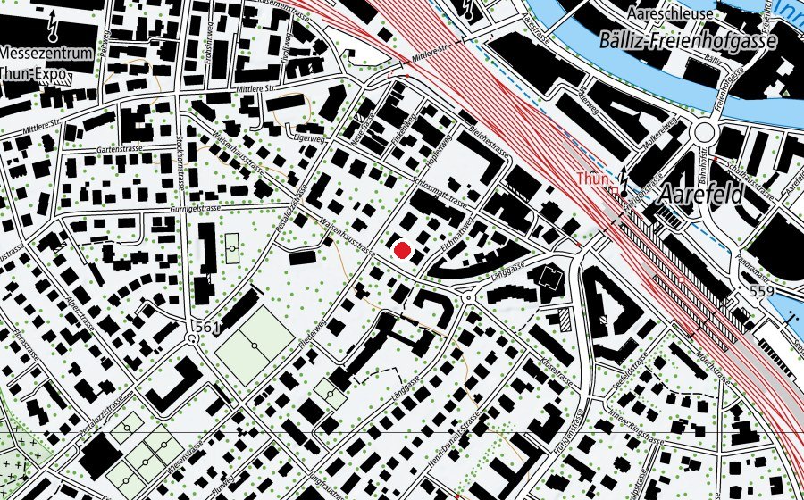 Carte indiquant l’emplacement de KiTa Thun (École enfantine)