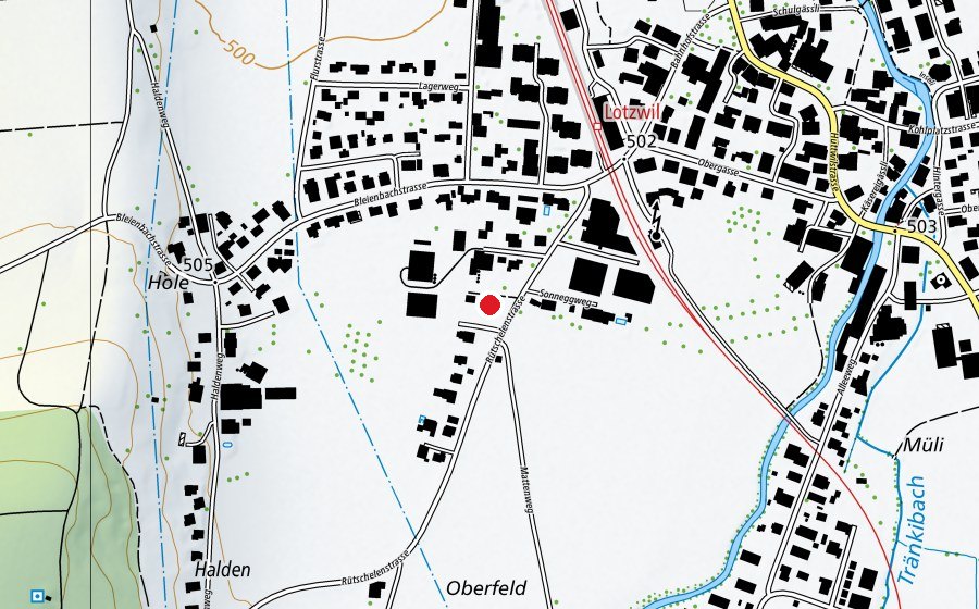 Carte indiquant l’emplacement de Kita Zappelchischte (École enfantine)