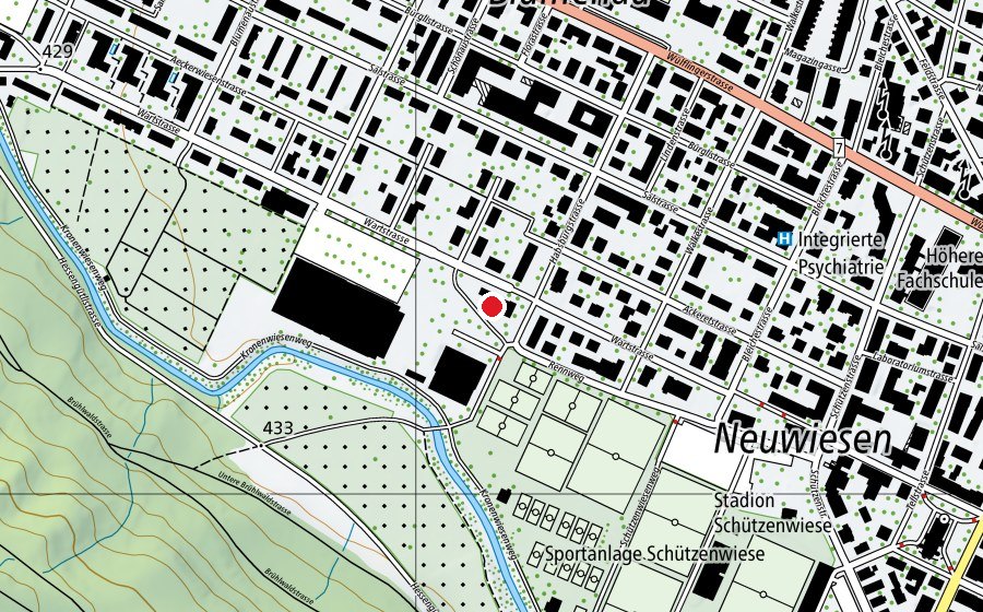 Carte indiquant l’emplacement de Kita Zauberschiff (École enfantine)