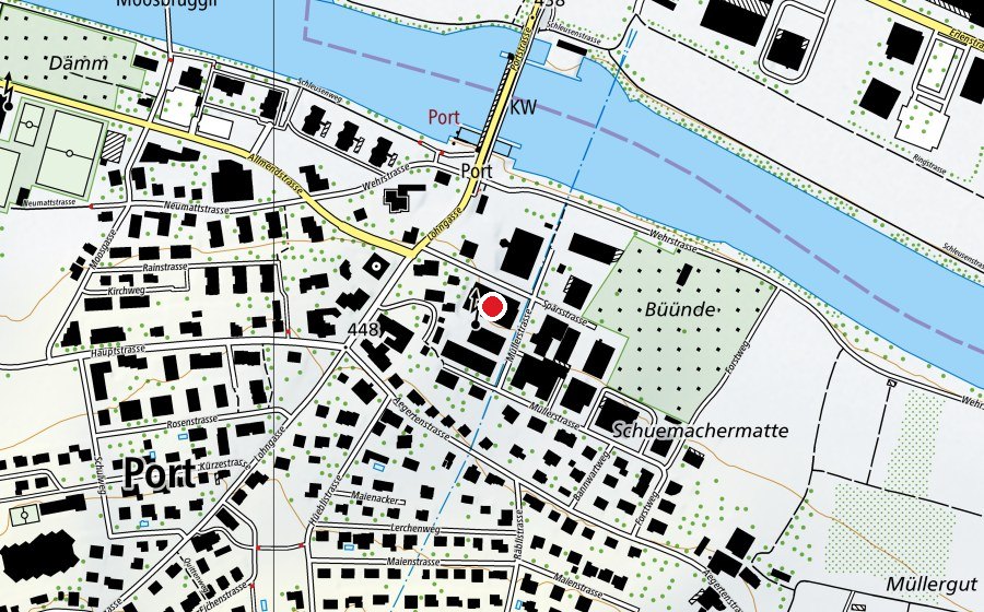 Carte indiquant l’emplacement de Kita Zwärgenäscht (École enfantine)