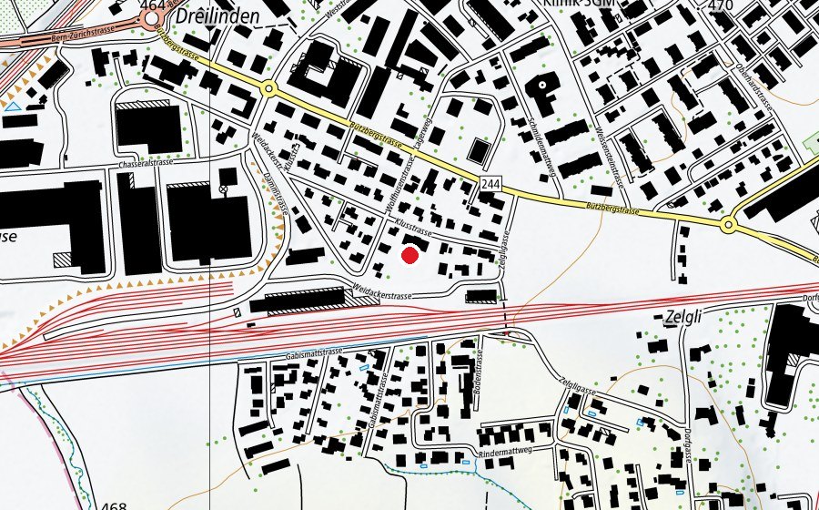 Carte indiquant l’emplacement de Klus (École enfantine)