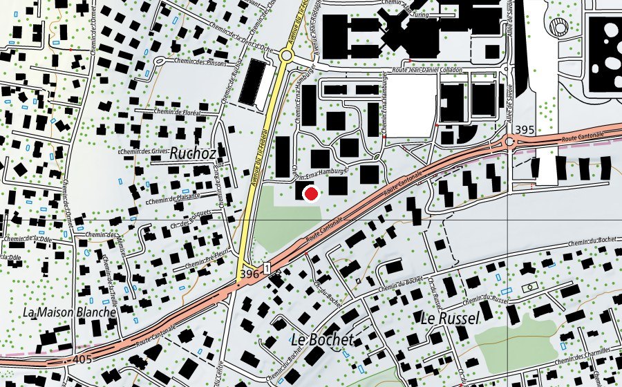 Carte indiquant l’emplacement de La Nanosphère (École enfantine)