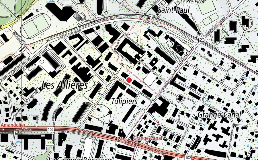Carte indiquant l’emplacement de La Petite École Les Tulipiers (École enfantine)