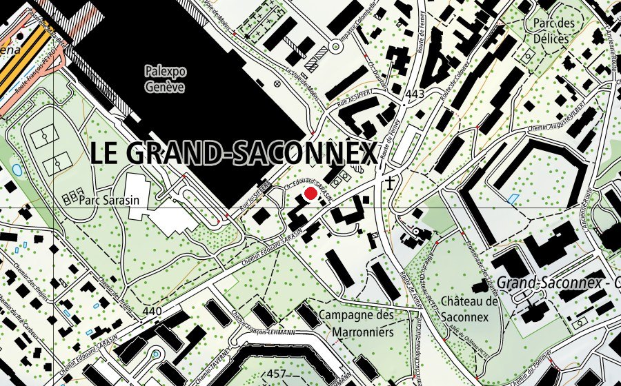 Carte indiquant l’emplacement de La Roulotte (École enfantine)
