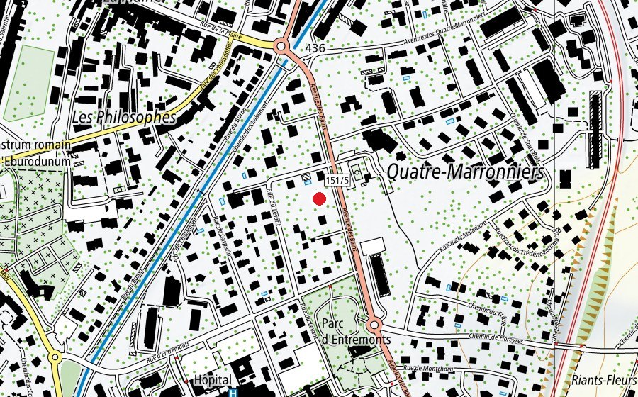 Map showing the location of Le jardin ouvert (Kindergarten)