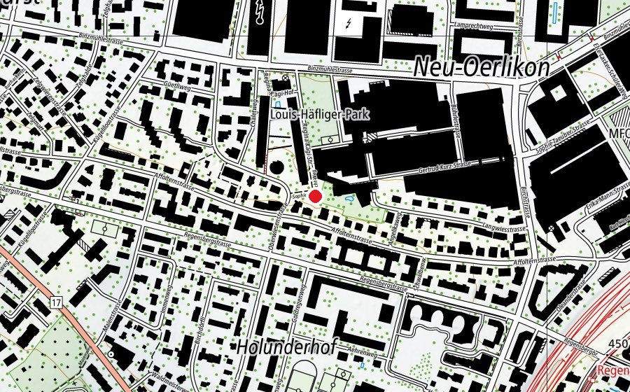 Mappa con la posizione di Mittag-/Abendhort Affoltern 1 + 2 (Scuola dell’infanzia)