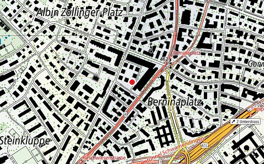 Mappa con la posizione di Mittag-/Abendhort Bernina (Scuola dell’infanzia)
