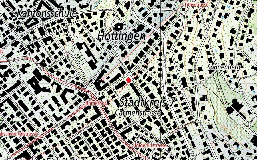 Carte indiquant l’emplacement de Mittaghort Pflegi (École enfantine)