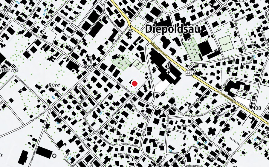 Map showing the location of Mitteldorf (Kindergarten)