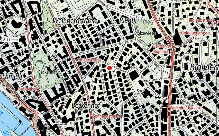 Carte indiquant l’emplacement de Montessori Schule Zürich (École enfantine)
