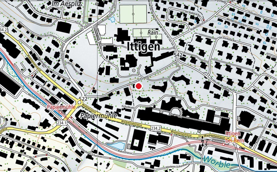 Map showing the location of Muki Träff Ittigen (Kindergarten)