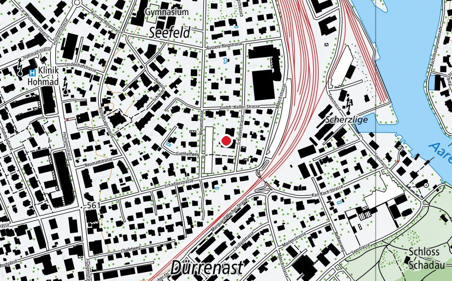 Map showing the location of Primarschule und Kindergarten Seefeld (Kindergarten)