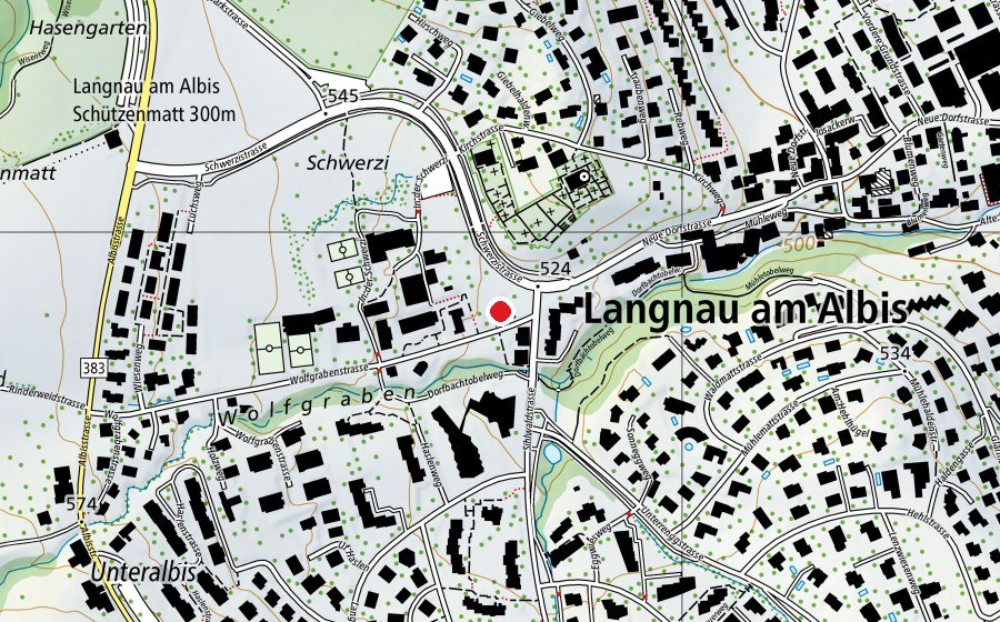 Carte indiquant l’emplacement de Primarschule Wolfgraben Altes Schulhaus (École enfantine)
