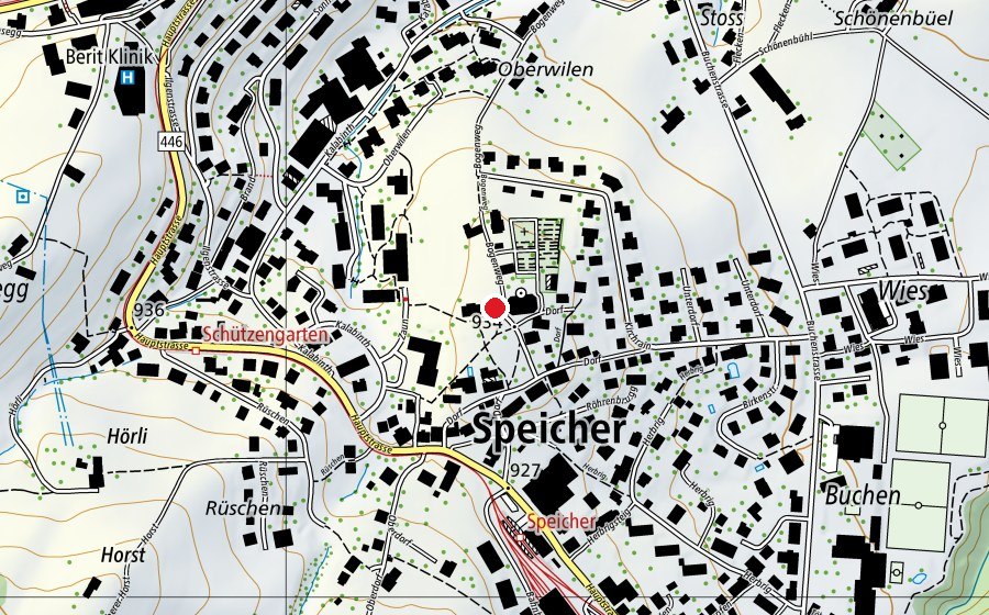 Map showing the location of Reformiertes Pfarrhaus (Kindergarten)