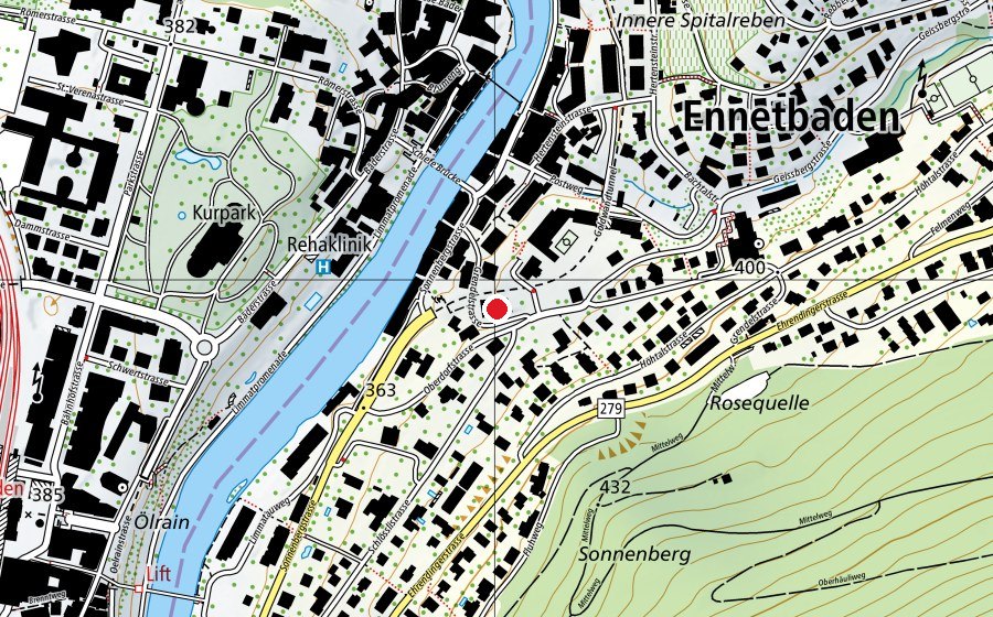 Map showing the location of Schulhaus Grendel (Kindergarten)