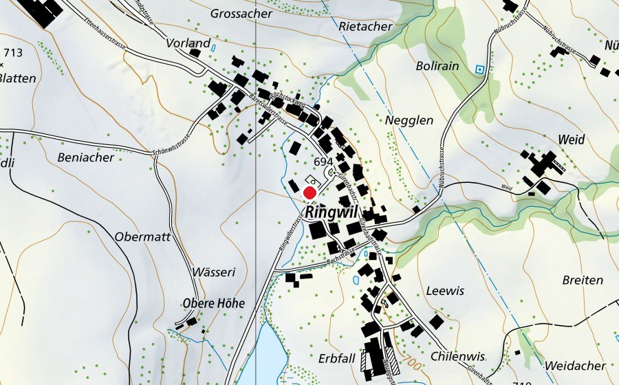 Karte mit dem Standort von Schulhaus Ringwil (Kindergarten)