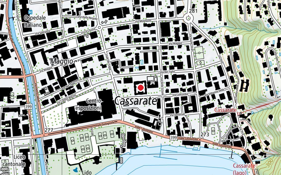 Map showing the location of Scuola dell'infanzia di Cassarate (Kindergarten)
