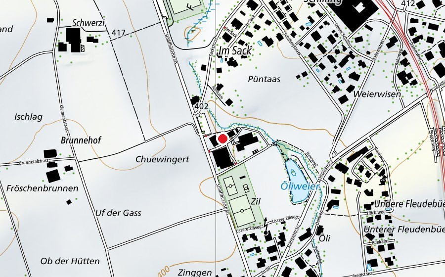 Map showing the location of Sekundarschulhaus (Kindergarten)