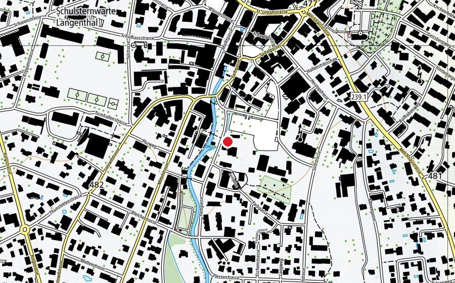 Map showing the location of Spielgruppe Chinderschaukle (Kindergarten)