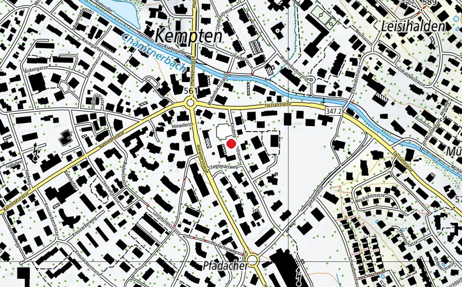 Map showing the location of Spielgruppenhaus (Kindergarten)