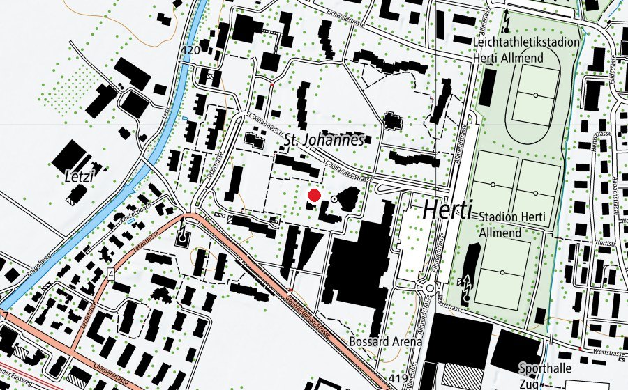 Map showing the location of St. Johannes (Kindergarten)