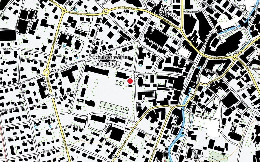 Map showing the location of Talstrasse 1 - 3 (Kindergarten)