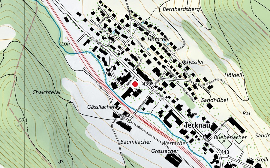 Map showing the location of Tecknau (Kindergarten)