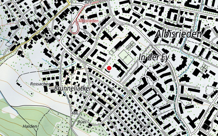 Map showing the location of Triemli 1 (Kindergarten)