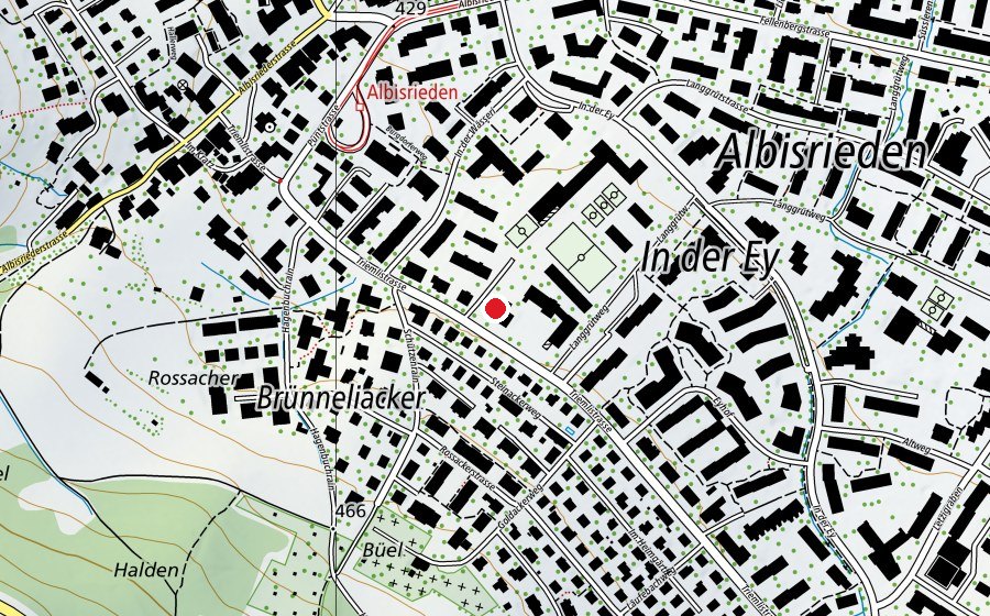 Map showing the location of Triemli 2 (Kindergarten)