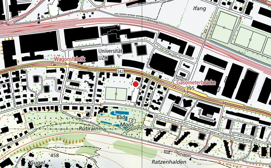 Karte mit dem Standort von Turnhalle im Moos (Kindergarten)